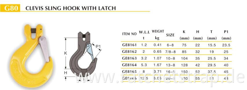 CLEVIS SLING HOOK WITH LATCH